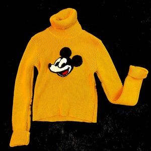 Forever 21 Yellow Turtleneck Sweater with Mickey Patch